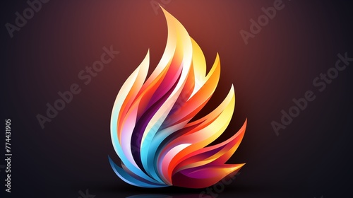 An abstract logo icon resembling a vibrant flame.