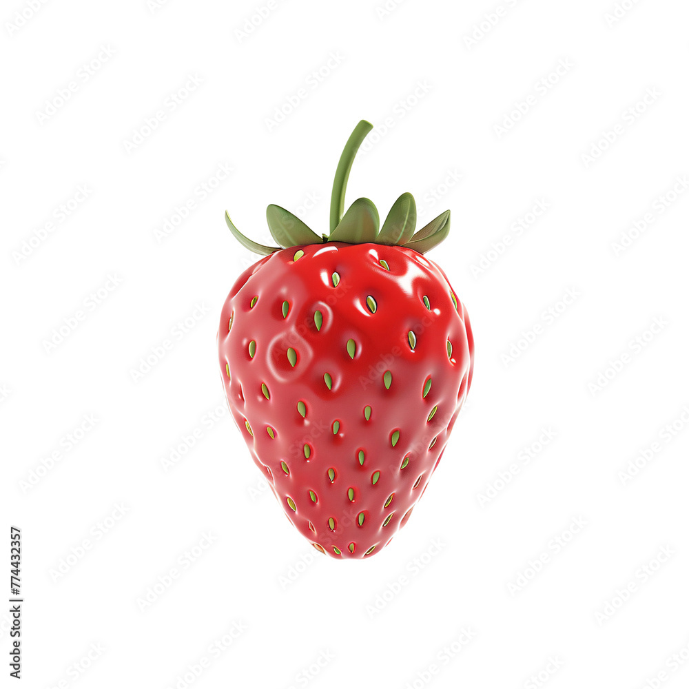strawberry icon 3d rendering, isolated on white transparent background strawberry icon 3d rendering, isolated on white transparent background