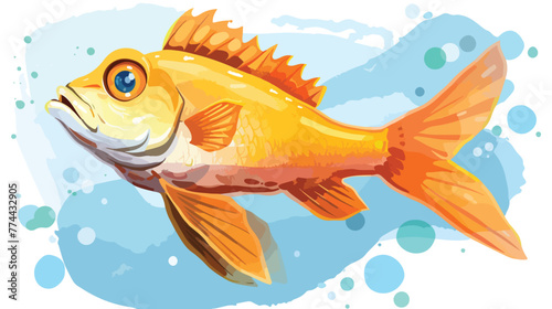 Illustration of a close up fish flat cartoon vactor