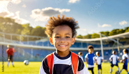 Kleinkind auf dem Fussballplatz  photo