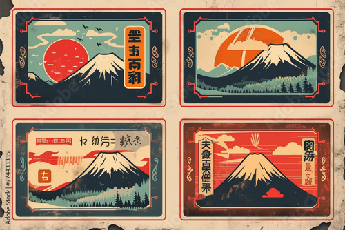 Abstract vintage grunge chinese or japanese art illustration poster, banner, e-ticket for social media promotion.