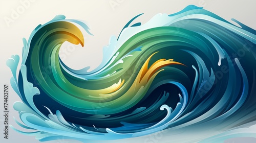 An abstract logo icon resembling a swirling wave. photo