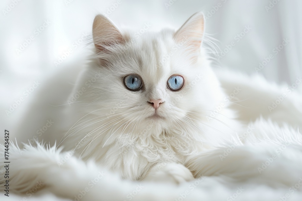 Snowy Serenity: A White Cat's Calm