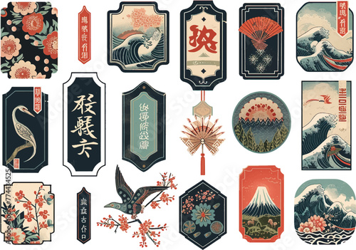 Abstract vintage grunge chinese or japanese art illustration poster, banner, e-ticket for social media promotion.