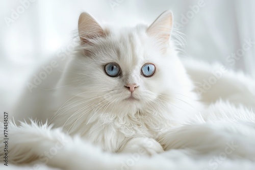 Snowy Serenity: A White Cat's Calm © bernd77