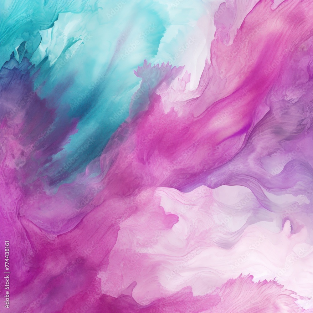 Taupe Magenta Turquoise abstract watercolor paint background barely noticeable with liquid fluid texture for background, banner with copy space and blank text area 