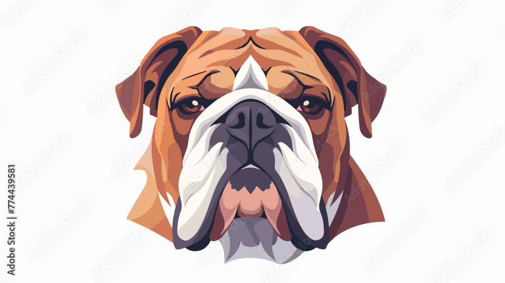 Illustration of a head of a bulldog on a white back