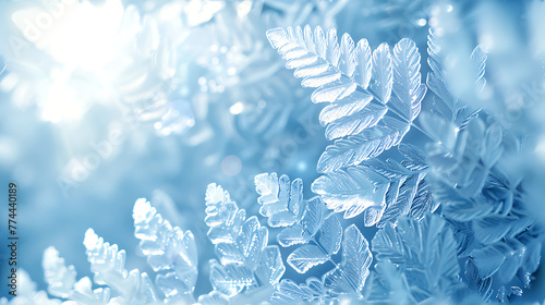 Frostwork, frozen leaves, frost pattern, frosting background