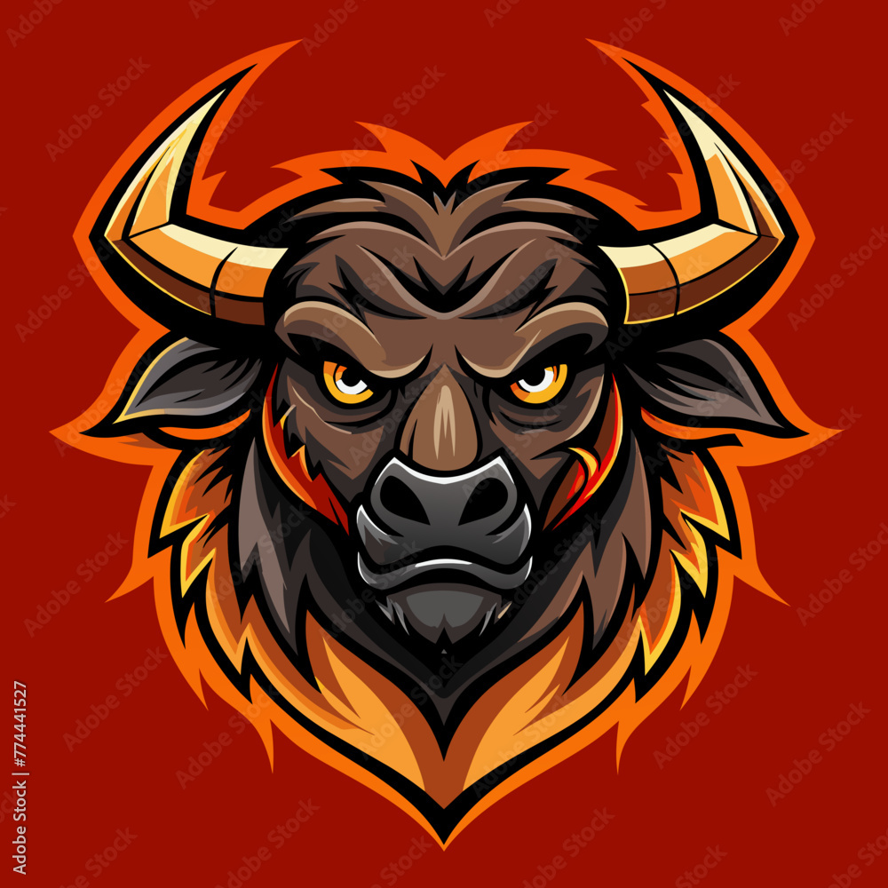 modern, bull, vector, logo, illustration, strong
