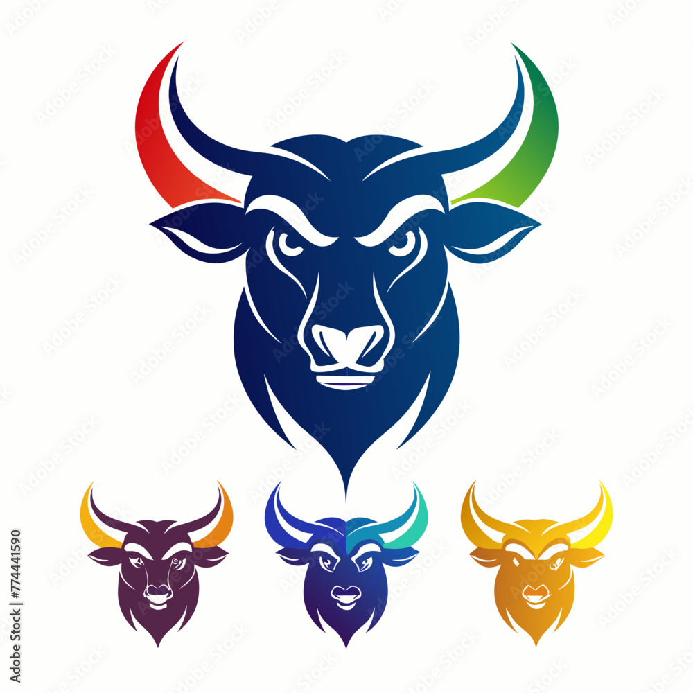 Modern, Bull, Vector, Logo, Illustration, Strong, 
