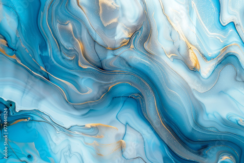 Modern Blue and Gold Marble Illustration