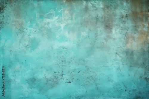 Turquoise barely noticeable color on grunge texture cement background pattern with copy space 