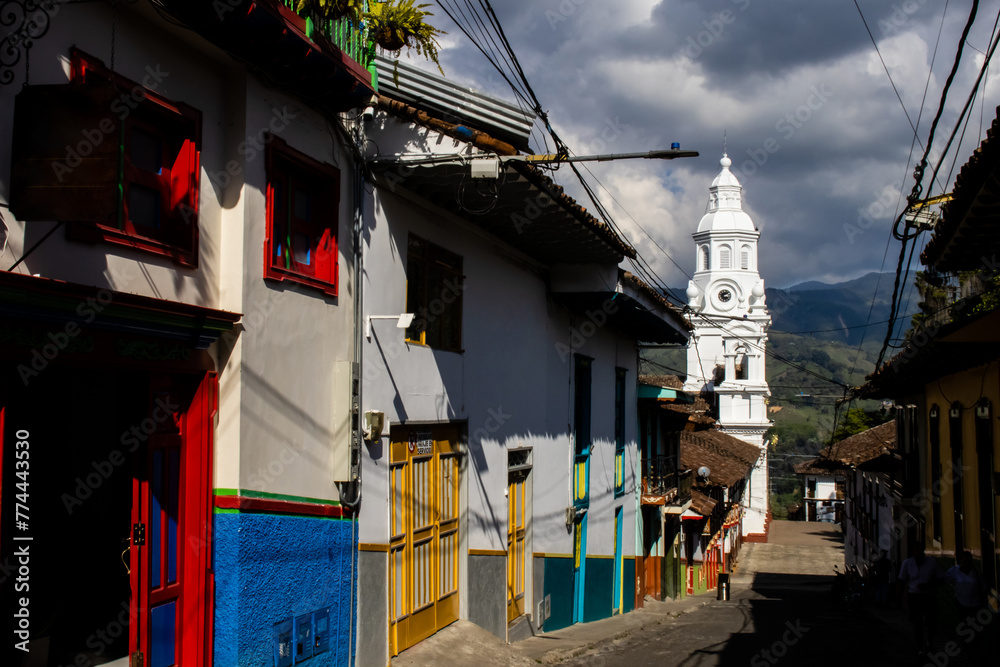 View of the beautiful Heritage Town of Salamina located at the Department of Caldas in Colombia