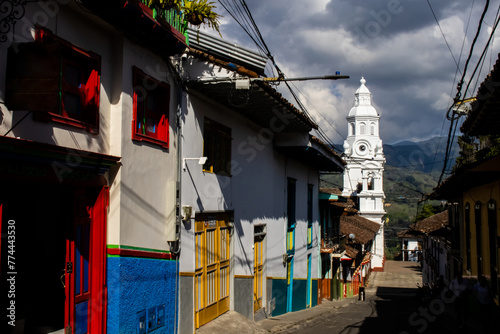 View of the beautiful Heritage Town of Salamina located at the Department of Caldas in Colombia