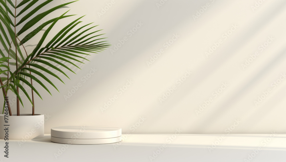 Serene Palm Leaf Shadow Pattern on Minimal White Background
