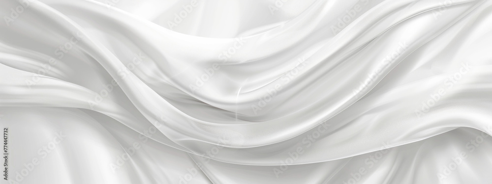 Luxurious Satin Fabric Overlay on Elegant Abstract White Background