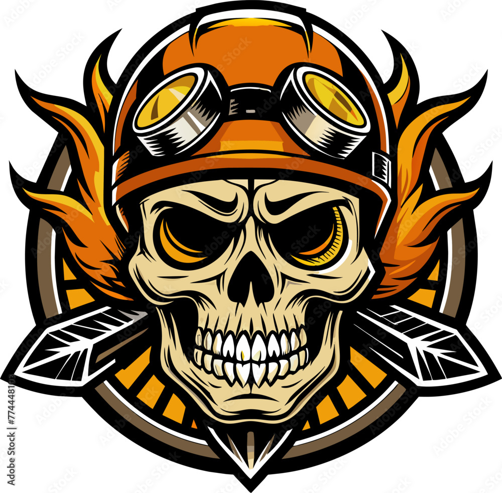 Skull rider logo illustration design