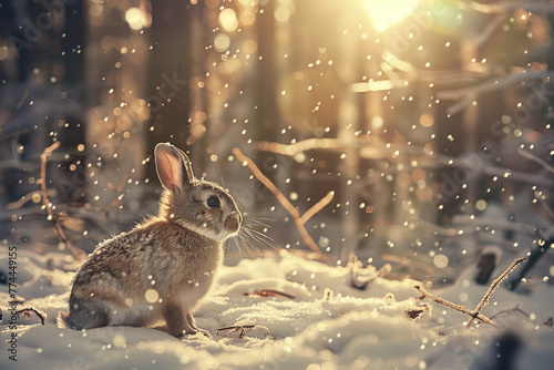 Winter Woodland Bunny: Mesmerizing Snowy Forest