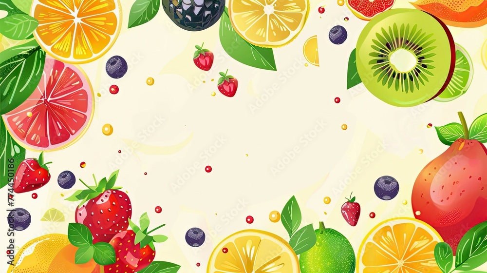 Fresh fruit mix background with copy space. Summertime. Ecologic Fresh fruit mix background with copy space. Summertime. Ecologic
