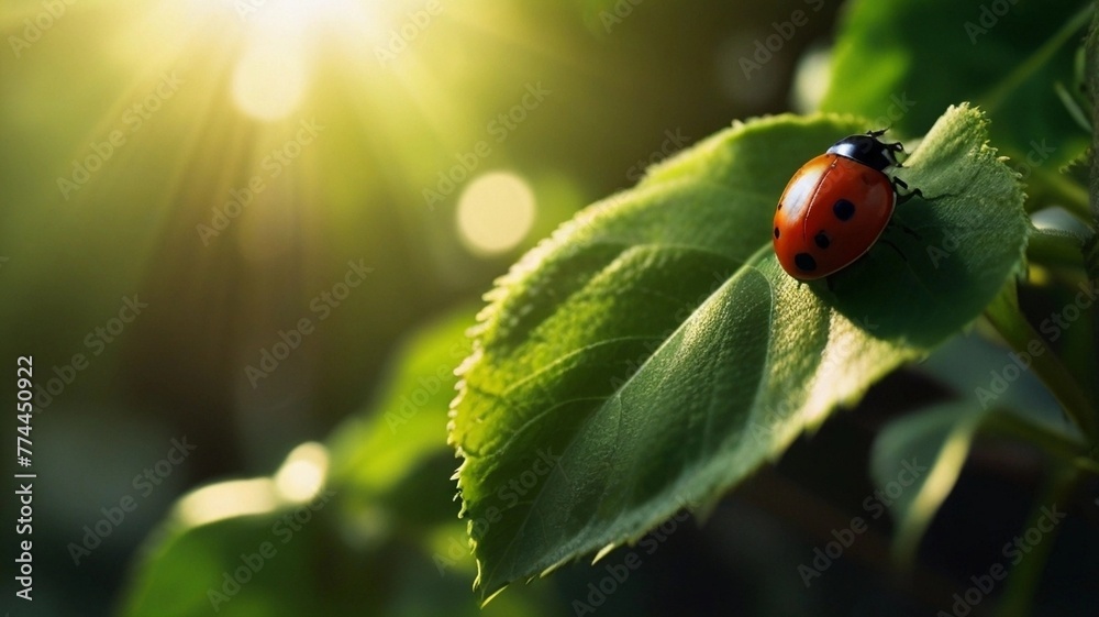 Seven-spot ladybug (ladybird) sitting on a leaf and doing its thing in a macro shot Seven-spot ladybug (ladybird) sitting on a leaf and doing its thing in a macro shot