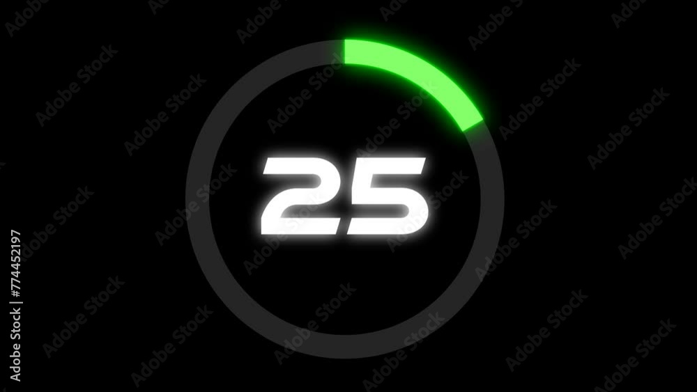 Modern Countdown Thirty Seconds Animation Video from 30 to 0 Seconds with Glow Effect and Dark Background. Futuristic Glowing Design. 4K UHD
