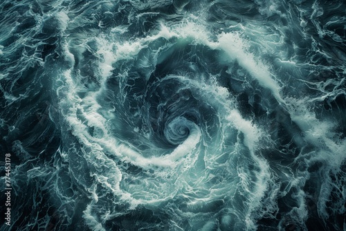 A tempestuous whirlpool texture, symbolizing a battle, with swirling waters and the clash of fate versus free will created with Generative AI Technology photo