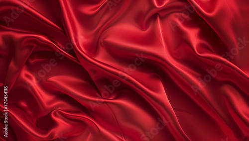 Valentine's Day Red Silk Background: Romance, Passion, Love