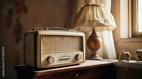 old radio on an old nightstand in an old room