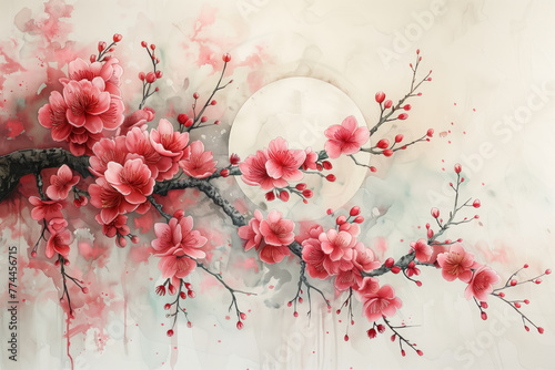 Sakura Blossoms under the Pink Moon