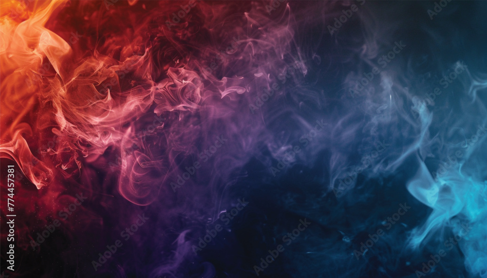 Fototapeta premium Abstract smoke misty fog on isolated black background. Texture overlays. colorful smoke float up on dark background. abstract blue smoke texture background .