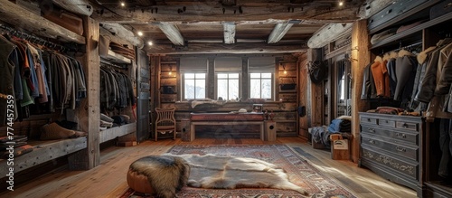 Rustic Elegance A Dressing Room in a Secluded Log Cabin