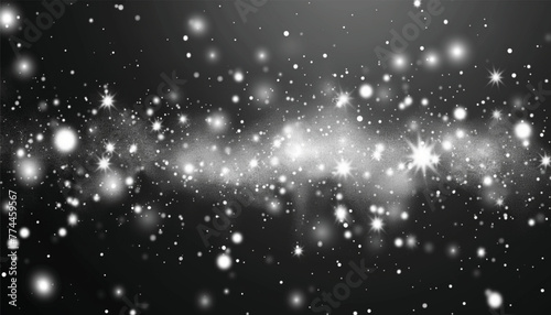 Dust white. White sparks and white stars shine with special light. Vector sparkles on a transparent background. Christmas abstract pattern. Sparkling magical dust particles. photo