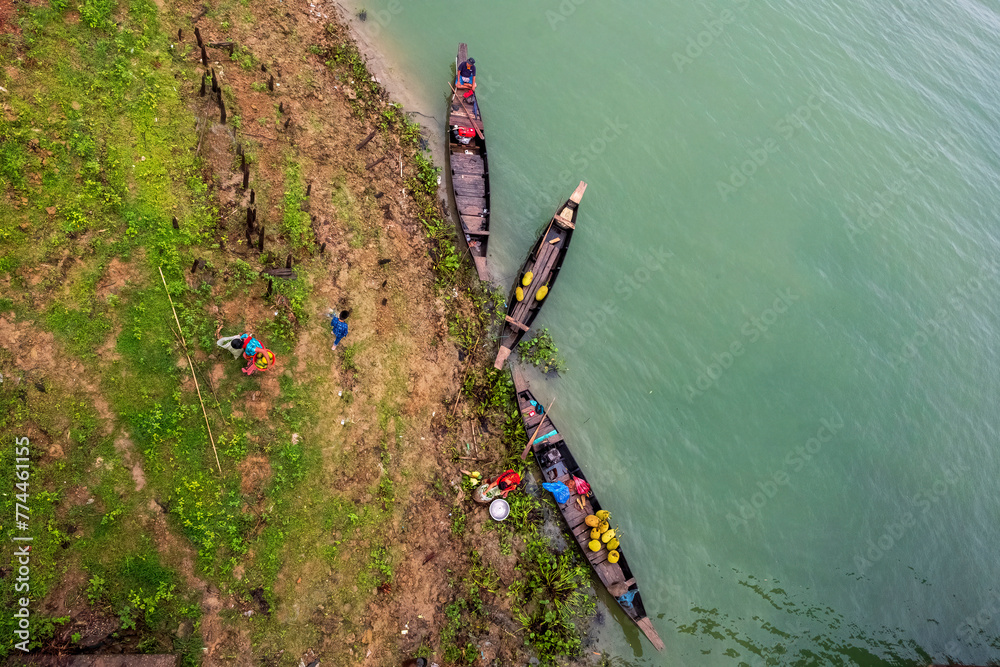 waterway transportation on Kaptai lake which is the largest man made lake in Bangladesh. 