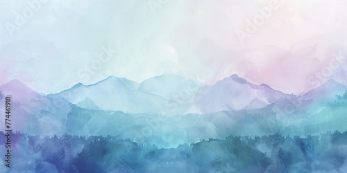 A serene watercolor landscape texture, blending the tranquil beauty of Lakeland with soft, dreamy hues created with Generative AI Technology © Sentoriak