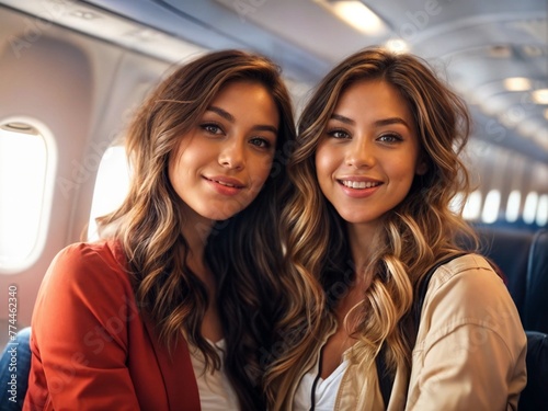 two beautiful girls on a plane © Владимир Коврижник