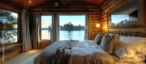 Tranquil Lakeside Cabin A Peaceful Bedroom Sanctuary Overlooking the Water © Sittichok