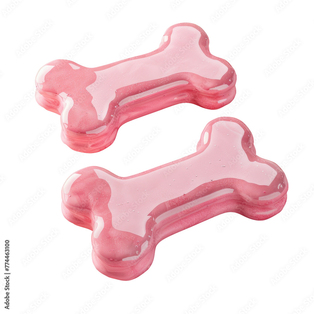 Two pink dog bone shaped soaps on a Transparent Background - obrazy, fototapety, plakaty 