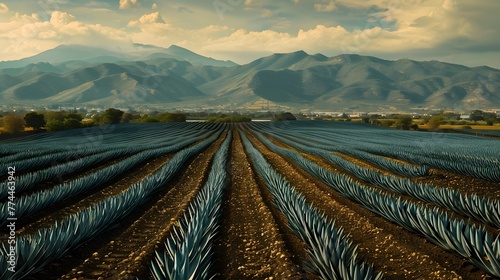 A field of Blue Agave in for tequila production 