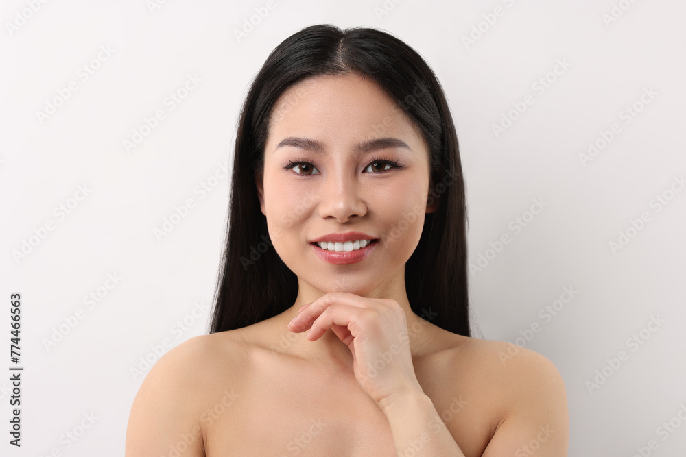 Portrait of beautiful woman on white background Portrait of beautiful woman on white background
