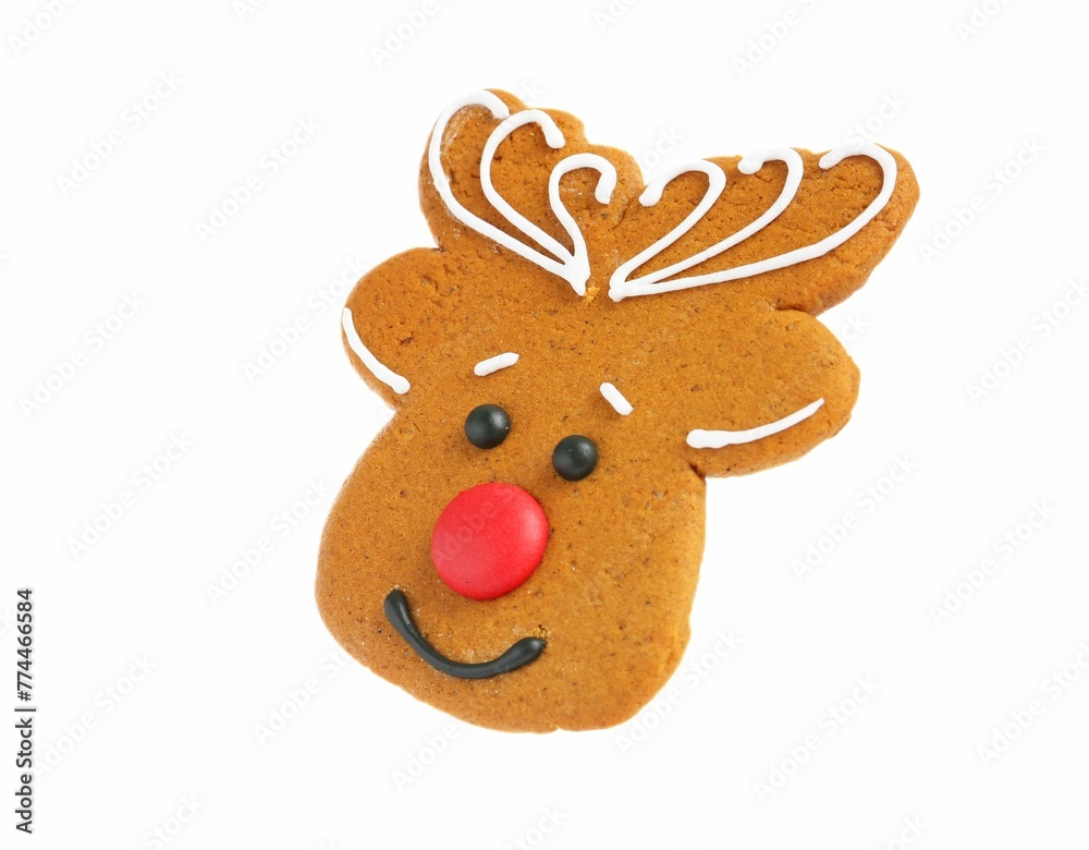 Christmas cookie in shape of deer isolated on white Christmas cookie in shape of deer isolated on white