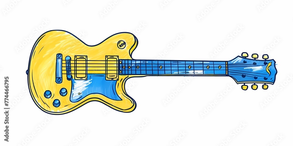 stock image of a guitar on a simple isolated background, and an image