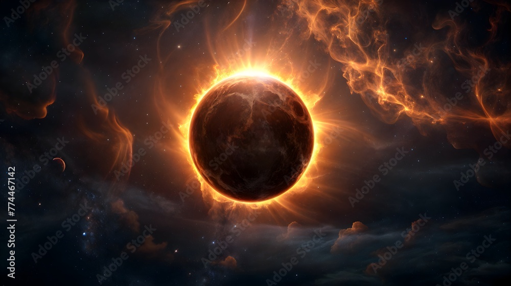 Captivating Solar Eclipse, Isolated Background with Cosmic Confinement