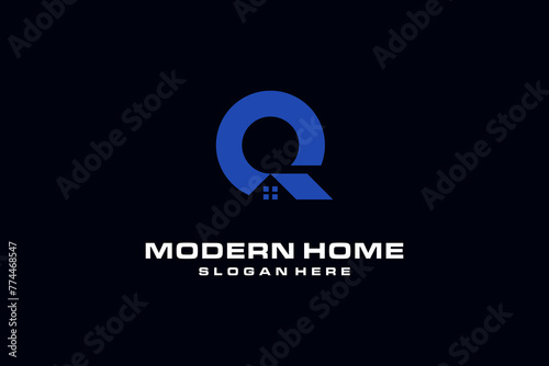 Real Estate Q Initial house Logo for Business