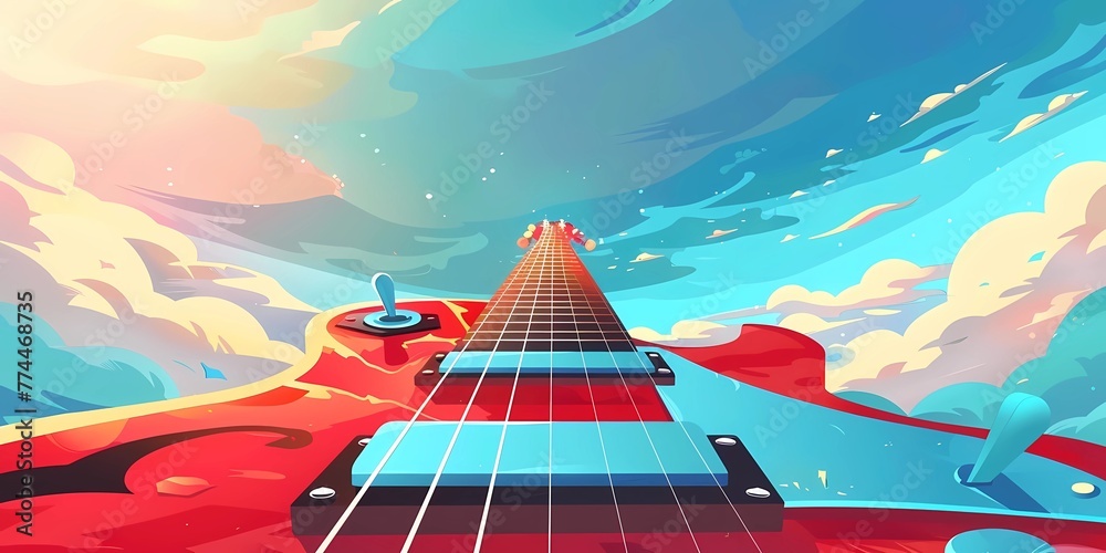 stock image of a guitar on a simple isolated background, and an image - obrazy, fototapety, plakaty 