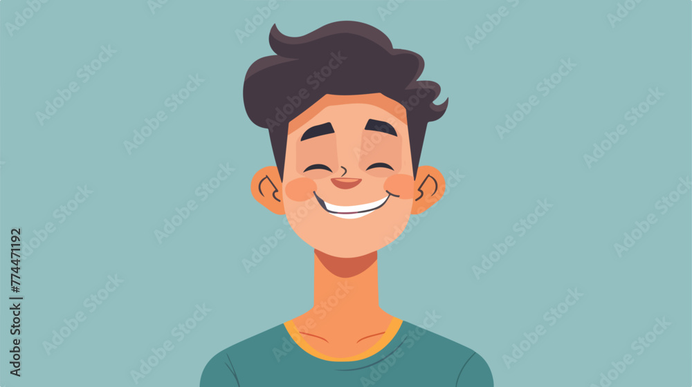 Man smiling with eyes closed flat cartoon vactor il