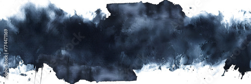Dark and moody black watercolor wash backdrop on transparent background.