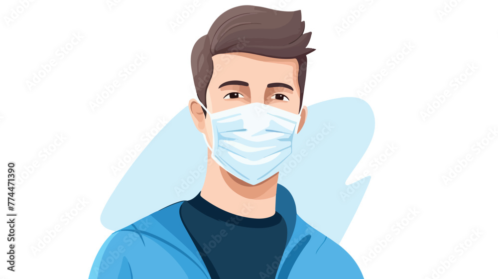 Man using face mask for covid 19 vector illustratio