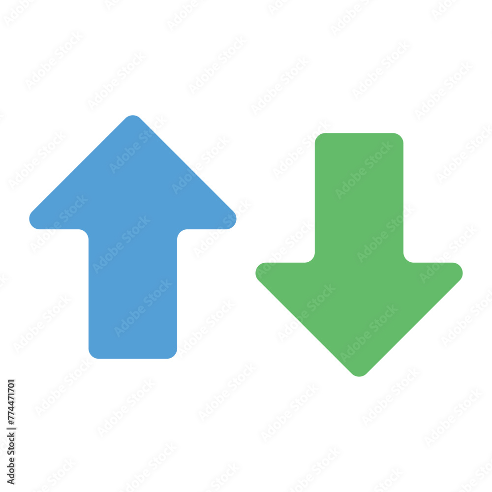 Up and down arrow flat style. Vector illustration icon isolated on white background. Up and down arrow flat style. Vector illustration icon isolated on white background.