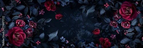 A dark, enticing floral pattern inspired by mysterious and dangerous corners, with nocturnal jasmine blooms and hidden orchids weaving a tale of temptation created with Generative AI Technology photo