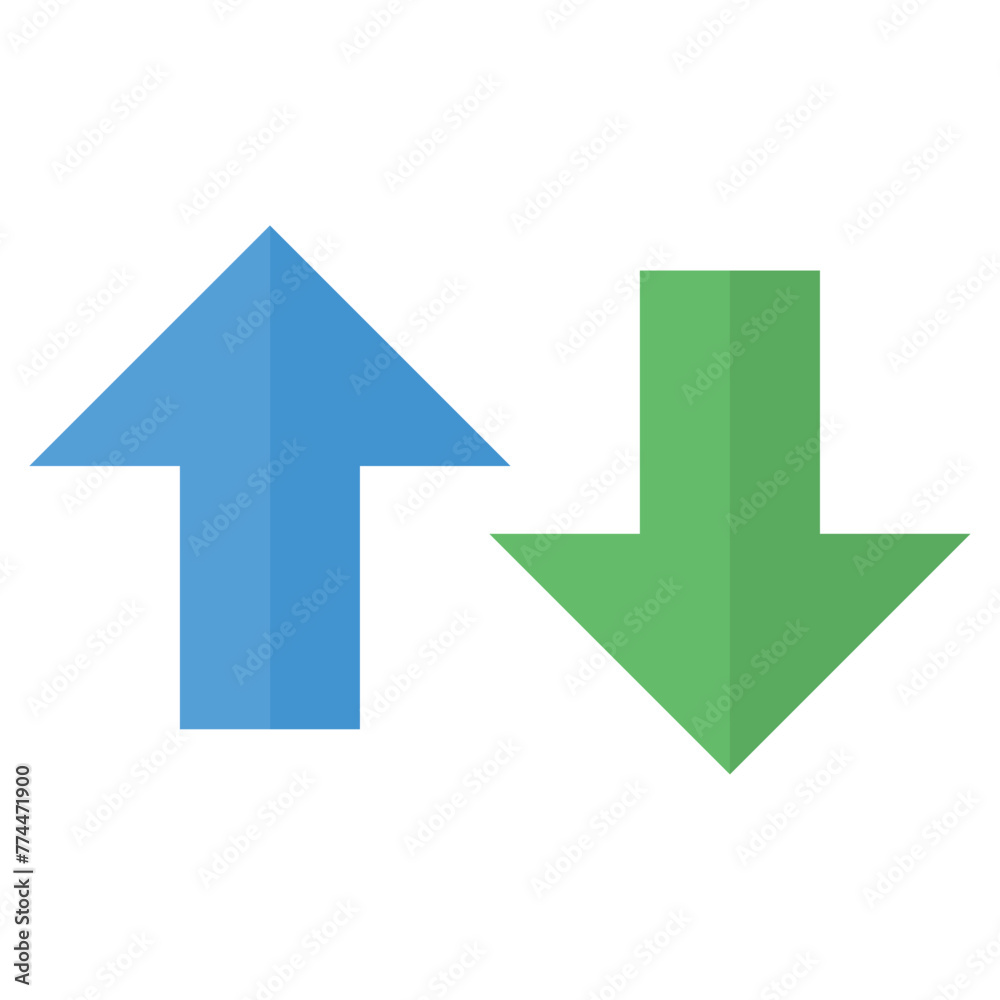 Up and down arrow flat style. Vector illustration icon isolated on white background. Up and down arrow flat style. Vector illustration icon isolated on white background.